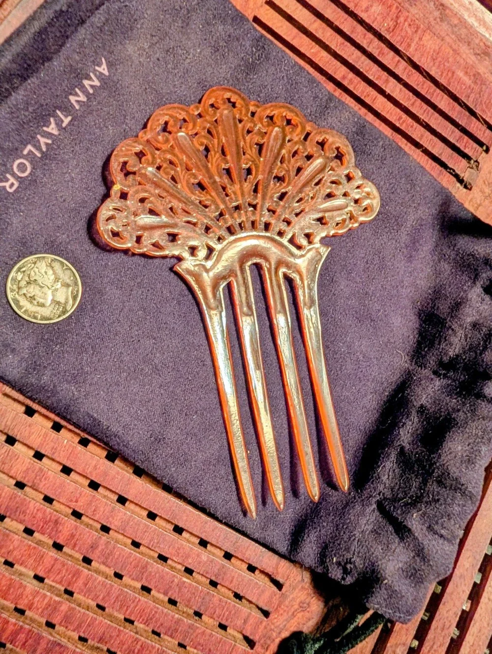 Antique Art Nouveau Celluloid Hair Comb